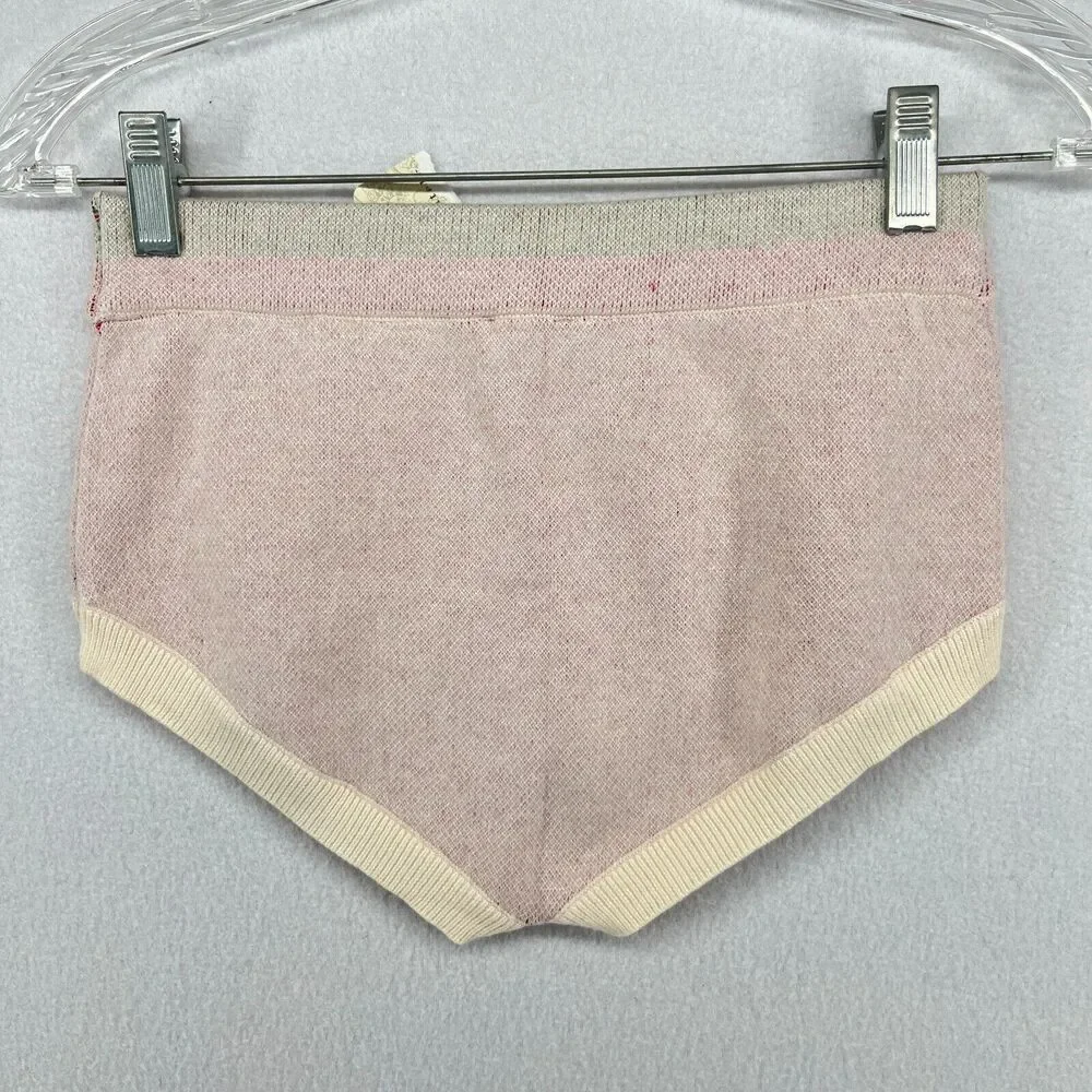 FREE PEOPLE Panty XS INTIMATELY Knitted Cherry Underwear Ivory NEW_2